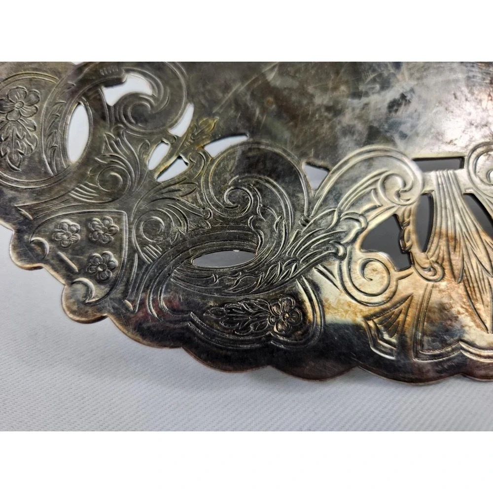 1950s Wallace Trivet Silver Hot Pot Plate Ornate Pierced Filigree Dining Vintage